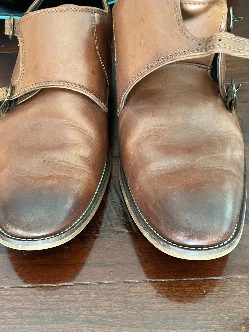 Aldo Men's Leather Double Monk Strap dress Shoes Men’s 10.5 Used Good Condition